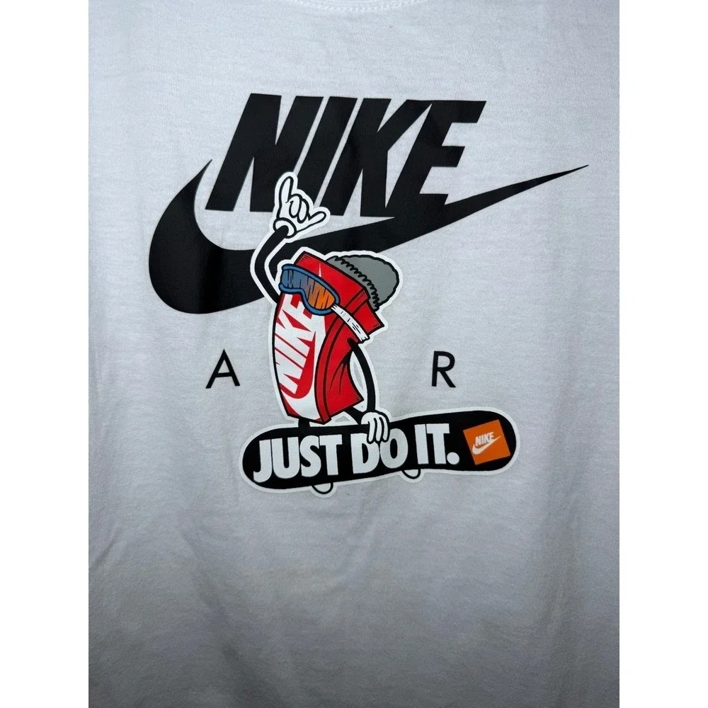 Nike Air Long Sleeve Graphic Tee Boys Size 6 White Just Do It Snowboard